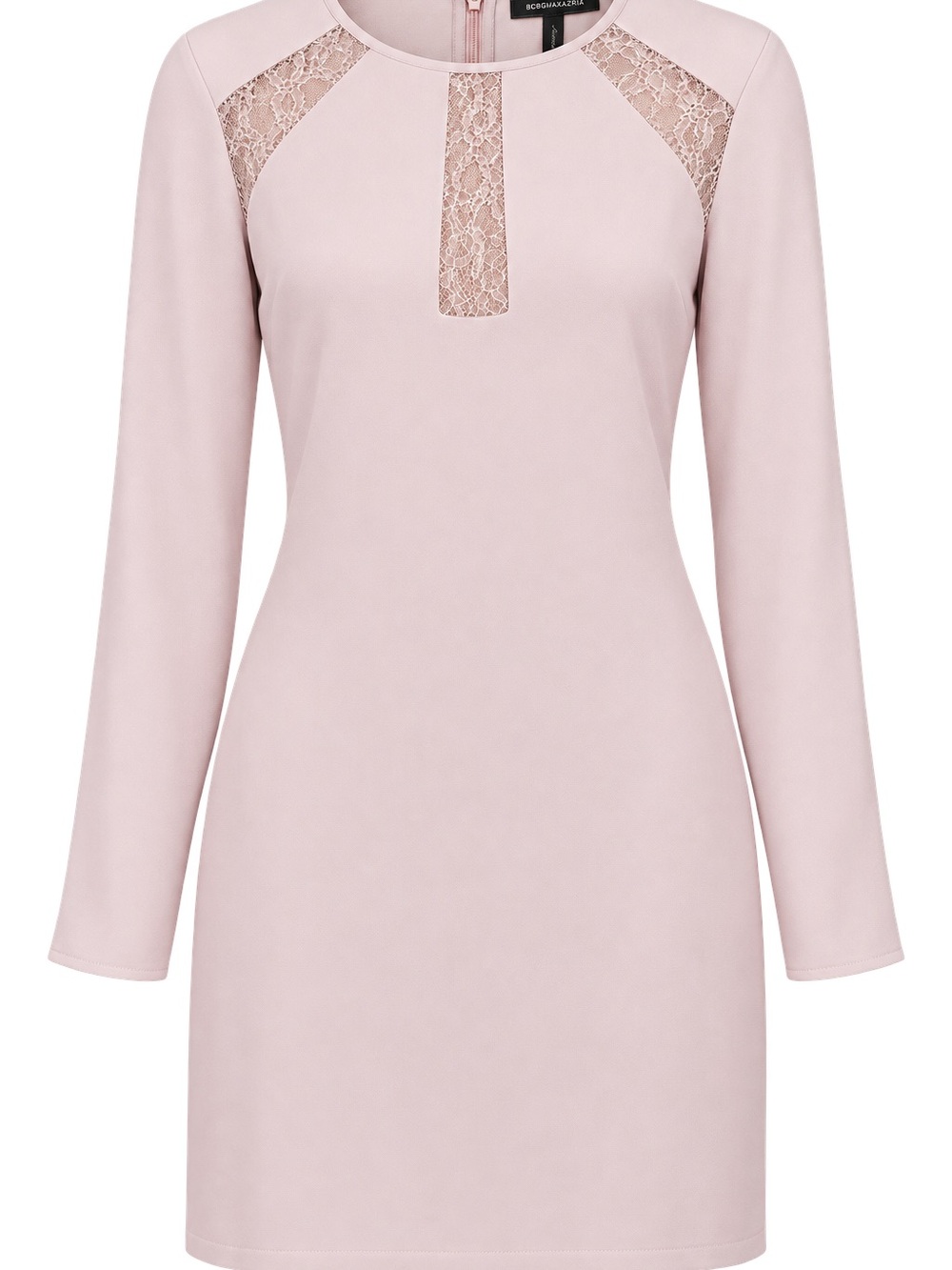 BCBGMaxAzria Payten Lilac Long-Sleeve Lace-Insert Sheath Dress